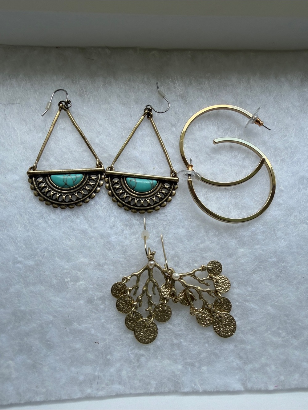 Lot of 3 Boho Turquoise and Statement Dangle Earrings